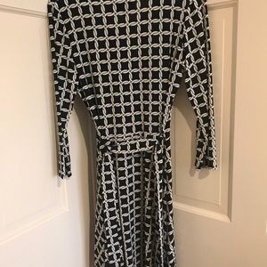 Leota Navy and White Wrap Dress